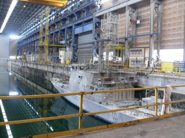 A warboat in maintenance